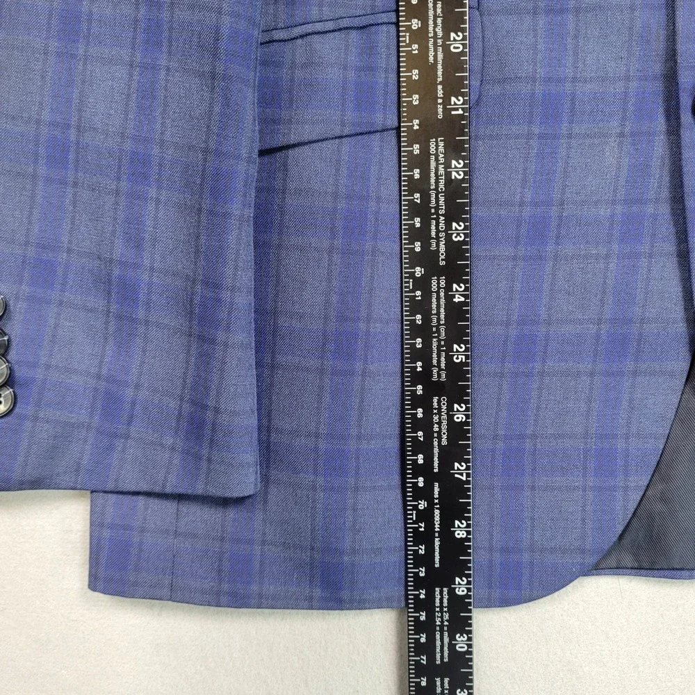 Kenneth Cole Reaction Mens Blue Plaid Two Button Blazer Sport Coat 40R DTC 314